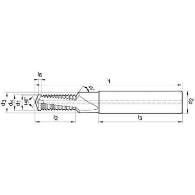 Závitová fréza tvrdokov DTMCSP TiCN stopka HA vnútorné chladenie 1,5xD M16 GÜHRING - obrázek