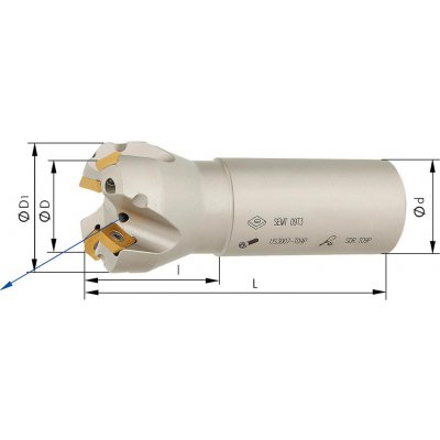 Stopková fréza 45 ° Z2 vnútorné chladenie D20,0mm