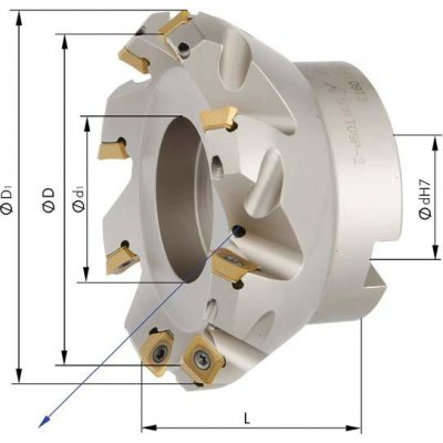 Rovinná fréza 45 ° Z6 vnútorné chladenie D63,0mm