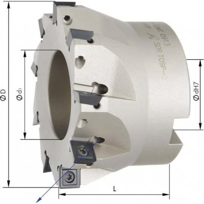 Hlava pre rohovú frézu 90 ° Z7 vnútorné chladenie D63mm pre SOMT09