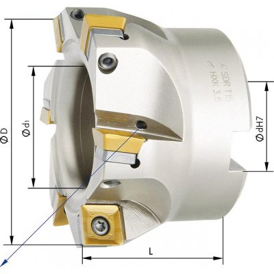 Hlava pre rohovú frézu 90 ° Z5 vnútorné chladenie D50mm pre SDMT12