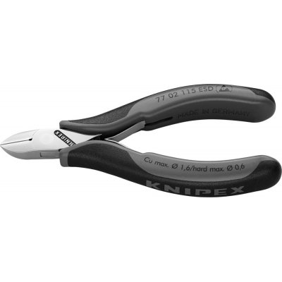 Bočné štiepacie kliešte pre elektroniku ESD, okrúhle čeľuste, malá fazeta 115mm KNIPEX