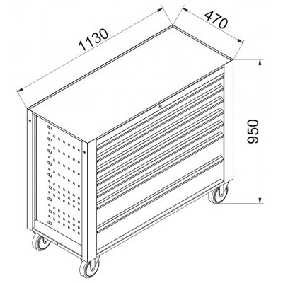 Dielenský vozík 1130 x 470 x 950 mm TZ4T5M Toolzone - vozik-na-naradi-4T5M-nakres.jpg