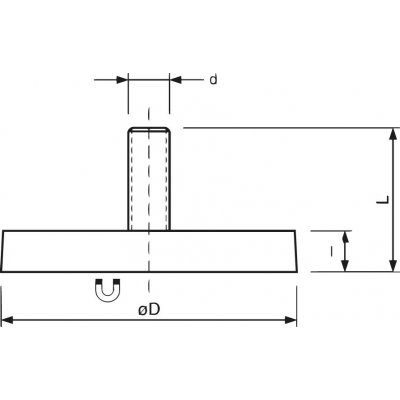 Magnetický plochý chapač 43mm s kolíkom M6 / guma FORMAT - obrázek