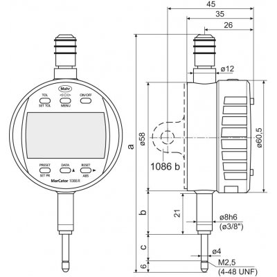 Odchýlkomer elektrický 1086 R-HR 12,5 mm (0,5" ) 0,001 mm MAHR - obrázek