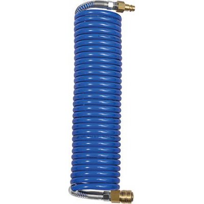 Spirálová hadice PA modrá, spojka a zástrčka průměr 7,2 8x6 mm, 7,5m RIEGLER