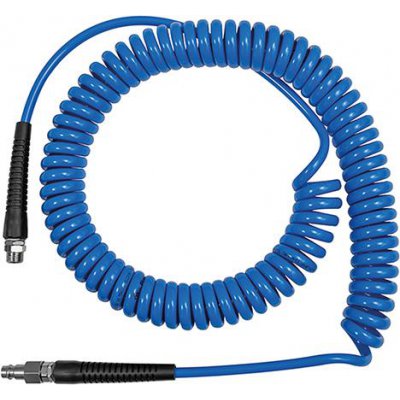 Spirálová hadice PU modrá, šroubový spoj + ochrana před zalomením AG G1/4", 10x6,5mm, 7,5m RIEGLER