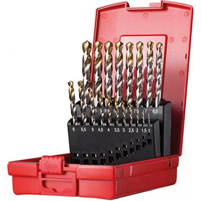 Sada spirálových vrtáků 1-10 mm x0,5 in A002 v boxu 118G, typ N 4xD 19 ks Tin Tip A095201 Dormer