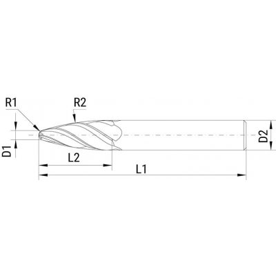 Oblouková fréza tvrdokov 4,0 mm Z4 tangenciální HA SUPRA FORMAT GT - obrázek
