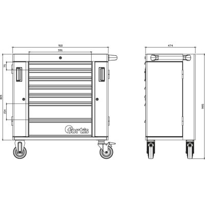 Dielenský vozík s bočnými dverami 915x475x 995 mm FORTIS  - obrázek