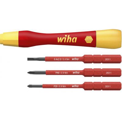 Sada jemných výměnných čepelí s držákem VDE PicoFinish 4 ks slimVario Wiha
