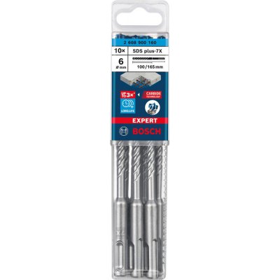 Příklepový vrták EXPERT 6 x 100 x 165 mm balení 10 ks SDS plus-7X Bosch