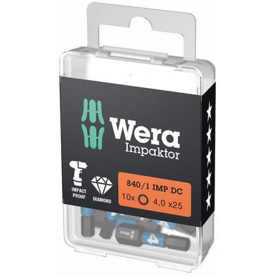Bit Impaktor 1/4" DIN 3126 C6,3 vnitřní šestihran 4 x 25 mm balení 10 ks Wera