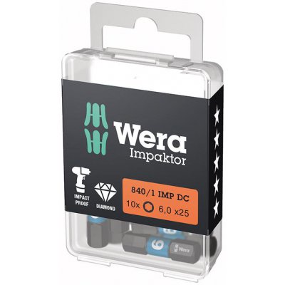 Bit Impaktor 1/4" DIN 3126 C6,3 vnitřní šestihran 6 x 25 mm balení 10 ks Wera