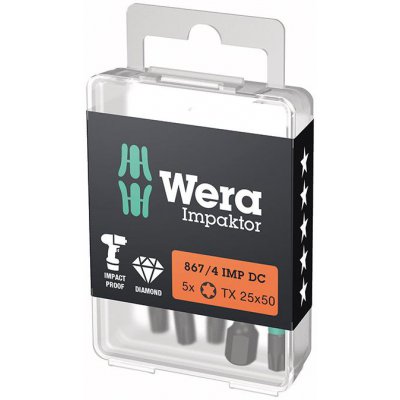 Bit Impaktor 1/4" DIN 3126 E6,3 T25 x 50 mm balení 5 ks Wera