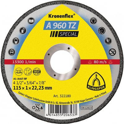 Řezný kotouč A960TZ 115x1,0 mm, rovný, 25 ks, v plastovém boxu KLINGSPOR