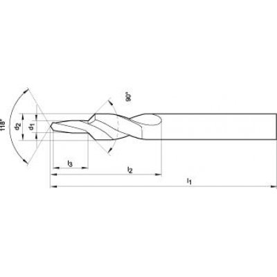 Krátky stupňovitý vrták HSS Priechodné otvor 90 ° M3 FORMAT - obrázek