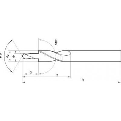 Krátky stupňovitý vrták HSS Priechodné otvor 180 ° M3 FORMAT - obrázek