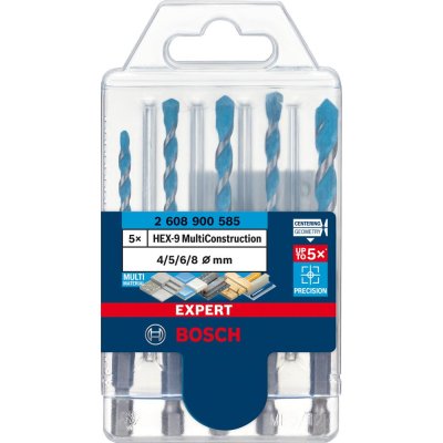 Sada příklepových vrtáků HEX-9 5 ks 4/5/6/8 mm MultiConstruction EXPERT Bosch
