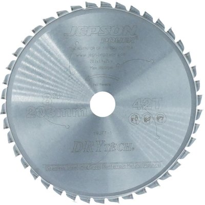 Pilový kotouč z tvrdokovu Drytech D=203x25,4x1,9mm 42Z na ocel a Inox Jepson